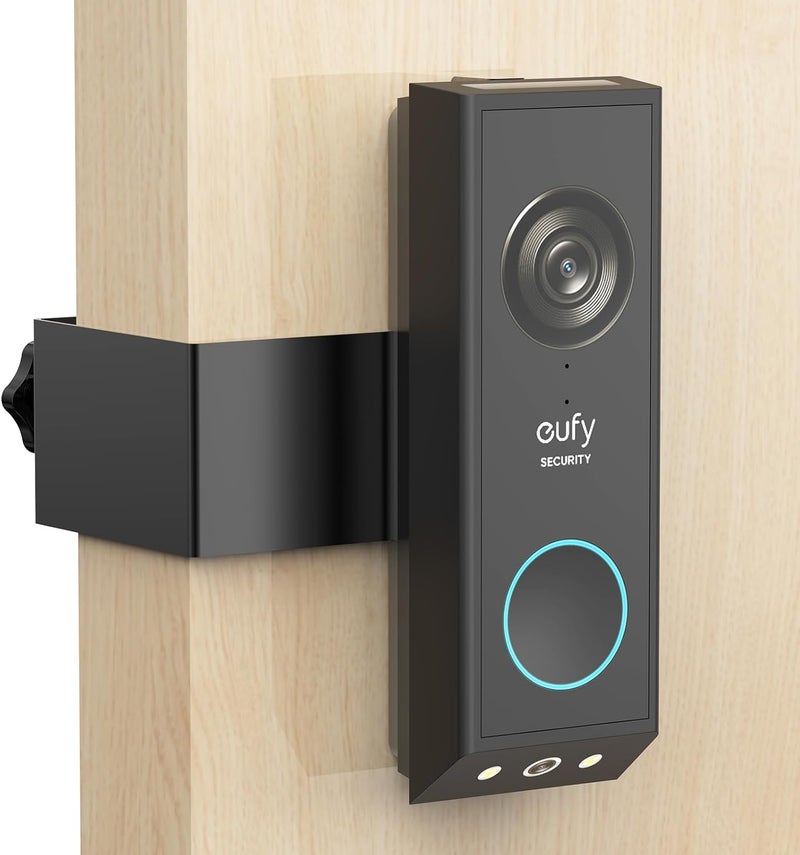 PEF Anti-Theft Door Mount for Eufy E340, No-Drill Adjustable Mounting Bracket with Eufy Doorbell E340, Not Blocking Doorbell Sensor, Apartment Door Bell Kits for Renters, Black - Image 1